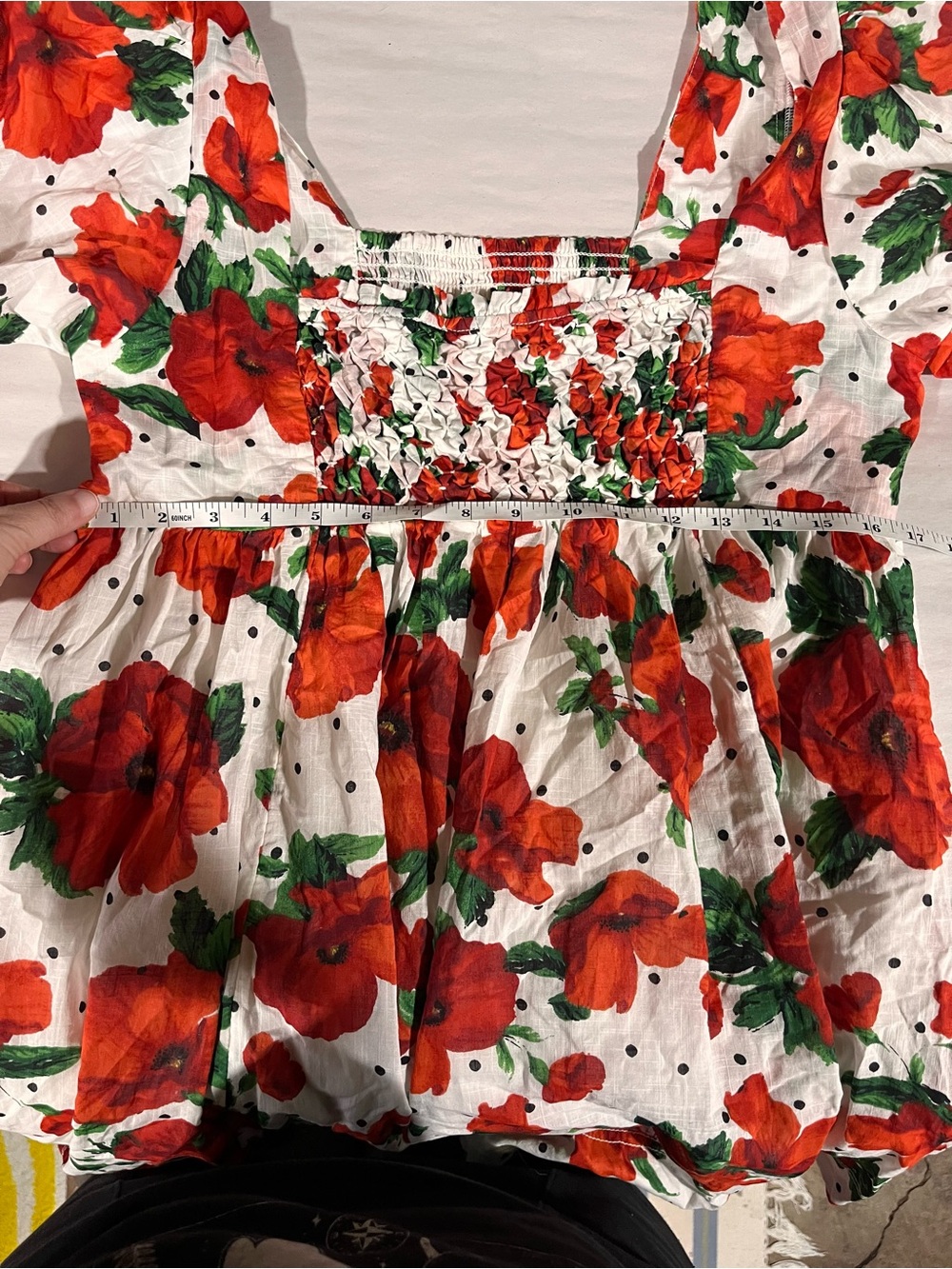 Maeve Anthropologie Square Neck Smocked Baby-Doll Floral Mini Dress Large - Picture 13 of 16